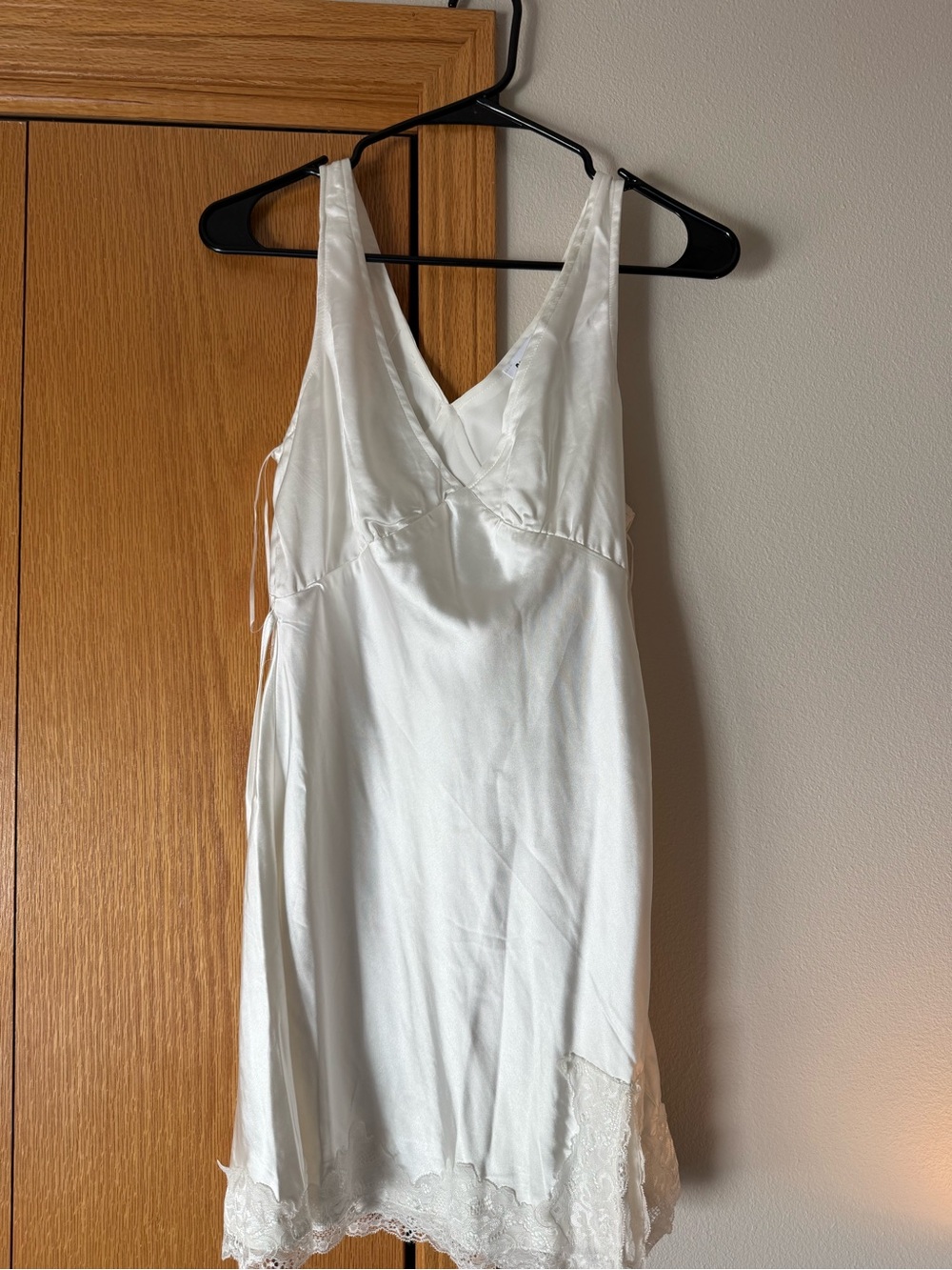 Princess Polly White Satin V-Neck Lace Trim Slip